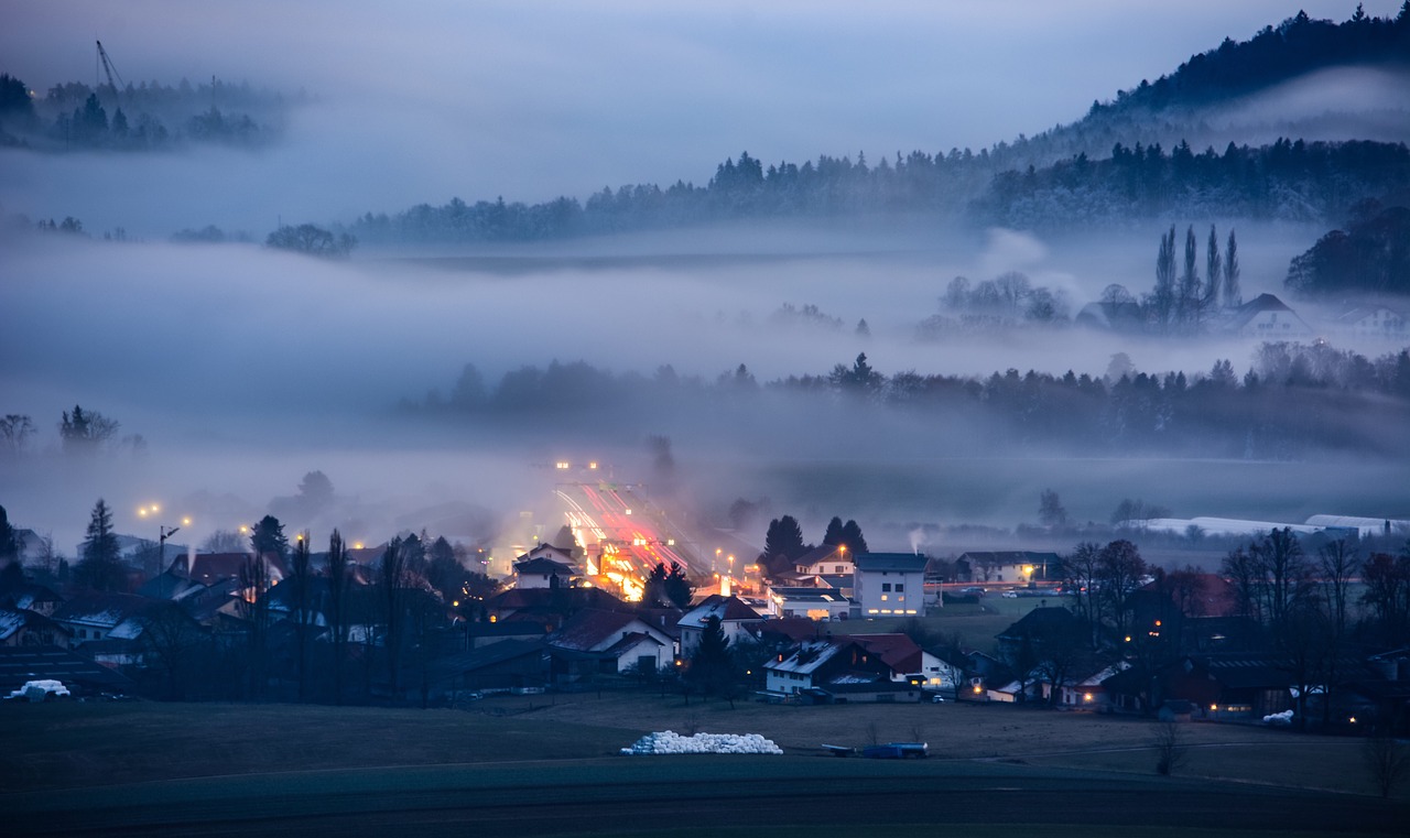 fog  twilight  landscape free photo