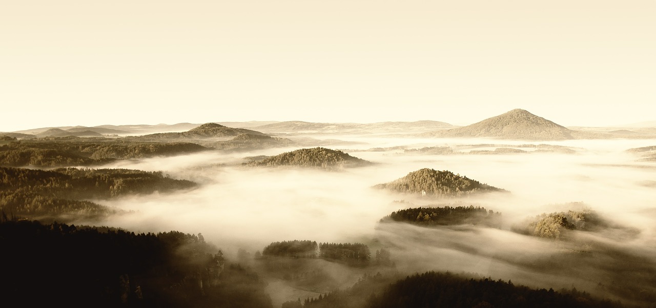 fog czech-saxon switzerland mountains free photo