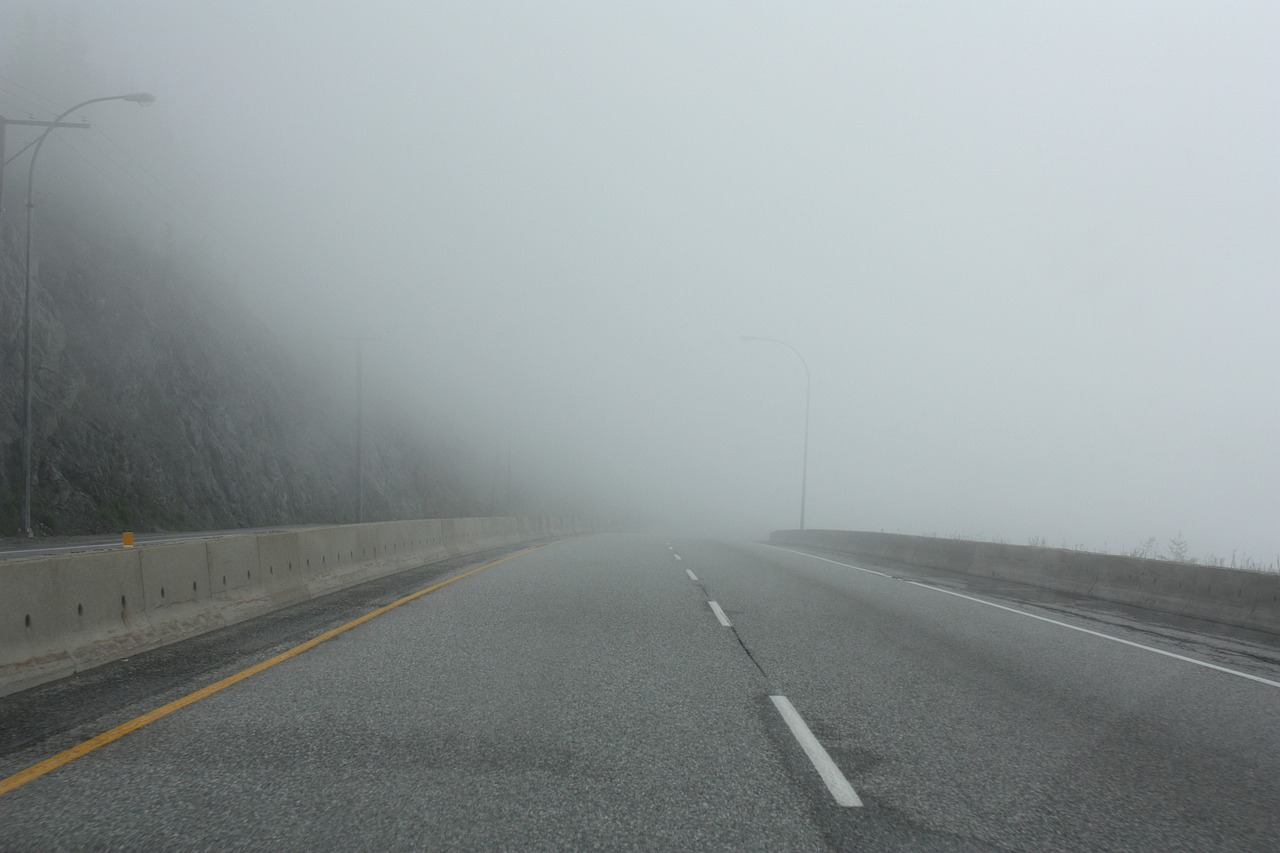 fog road route free photo