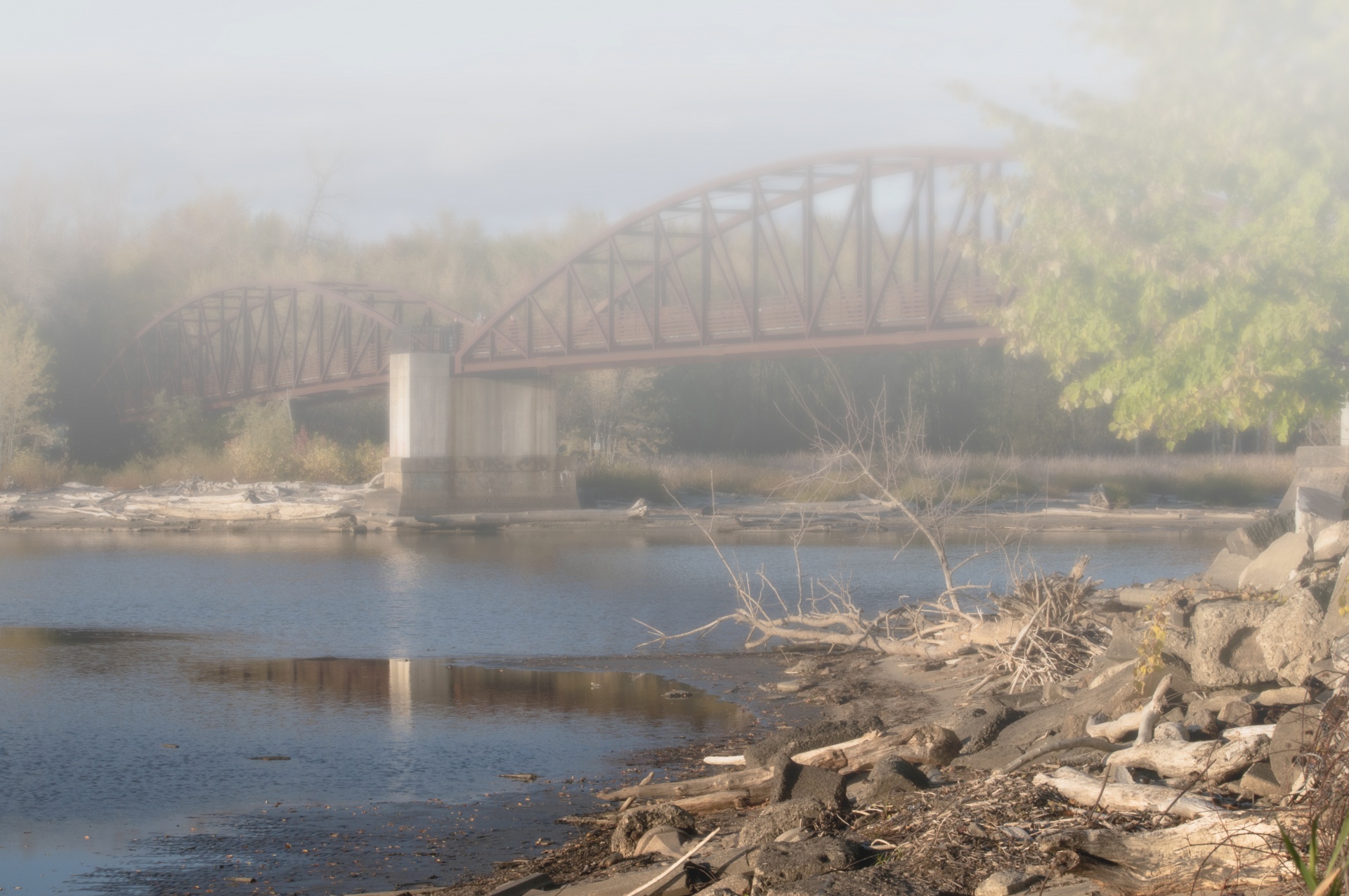 bridge bridges fog free photo