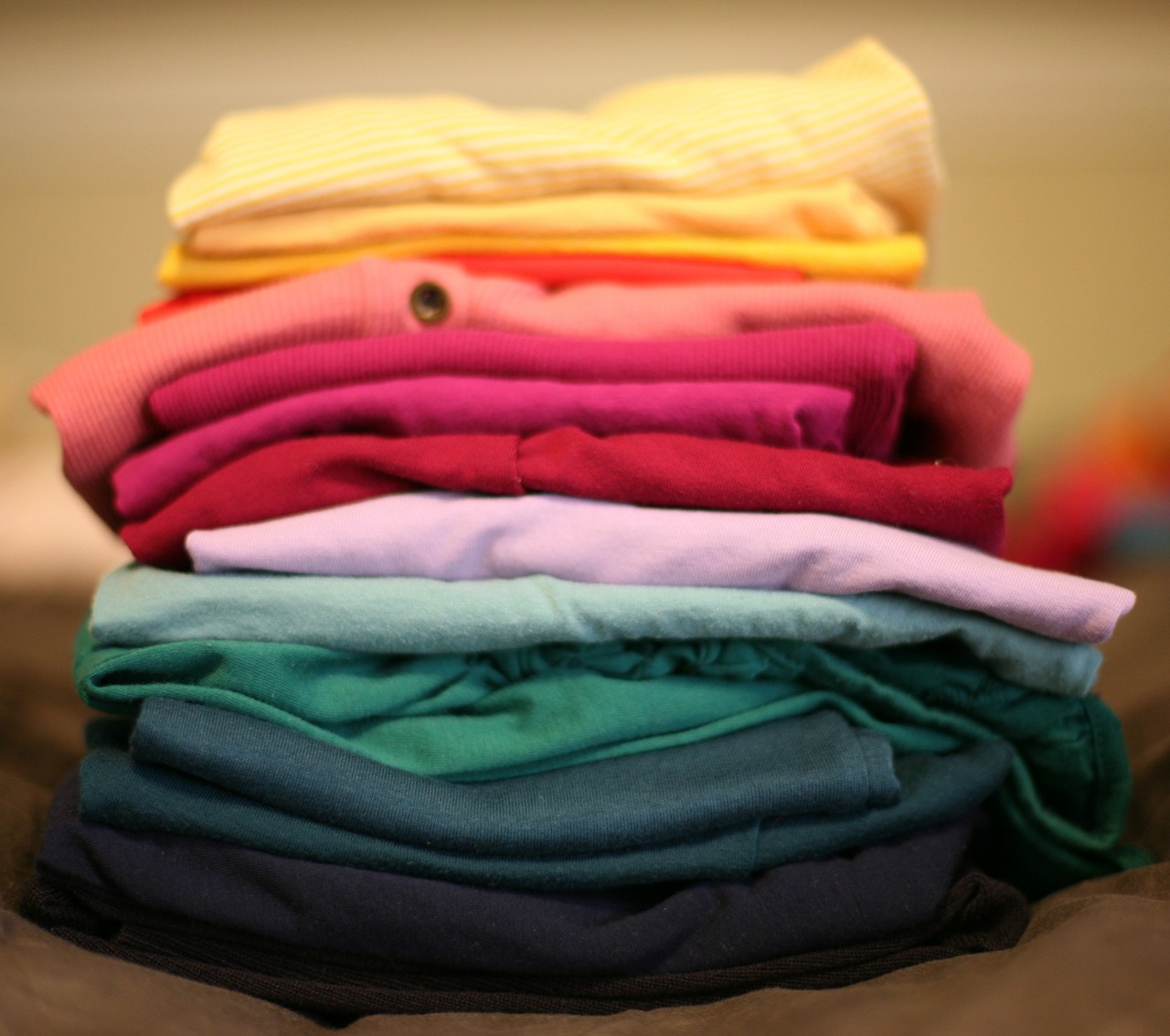 folded laundry stack free photo