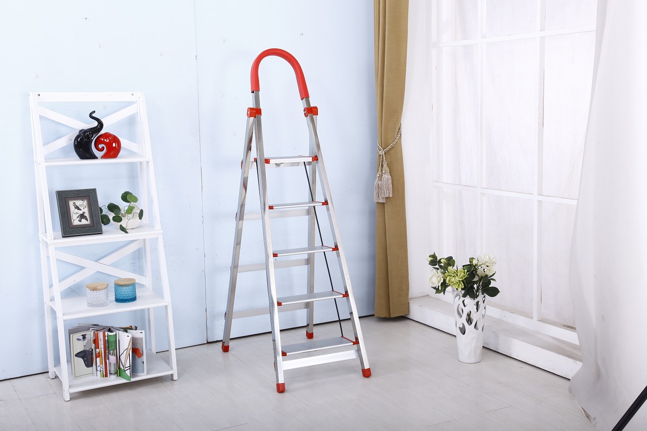 folding ladder stainless steel safety ladders free photo