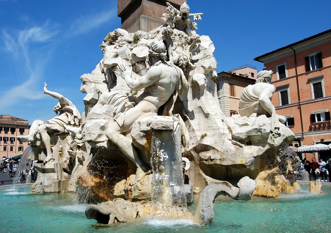 fontana dei quattro fiumi rome piazza navona free photo