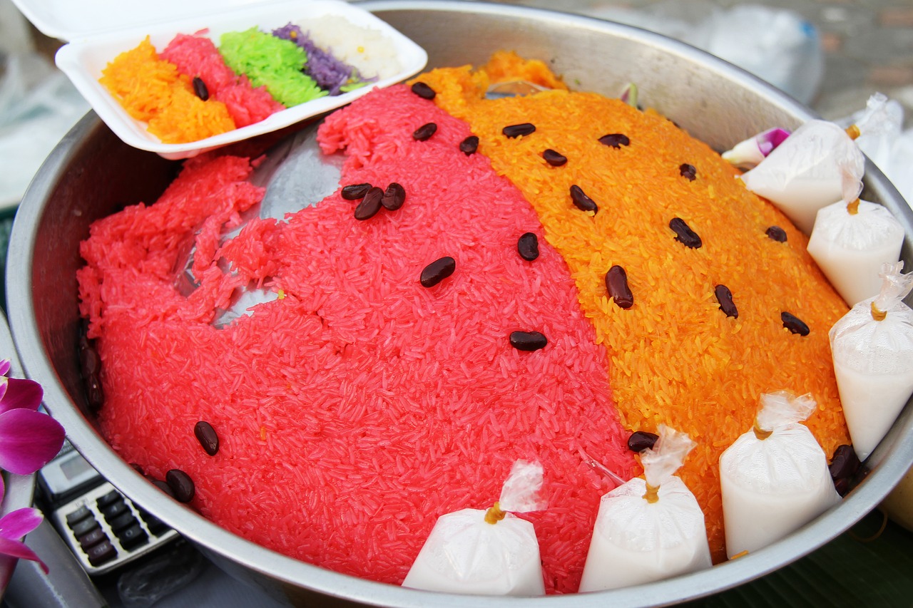 food sticky rice colorful free photo