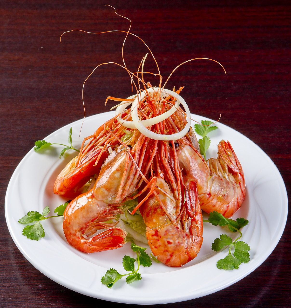 food korean cuisine braised tiger prawns free photo