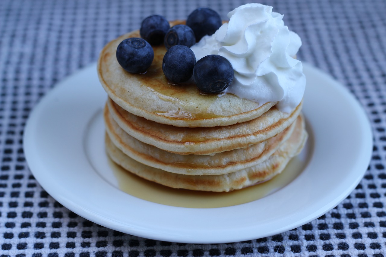 food pancakes blueberries free photo