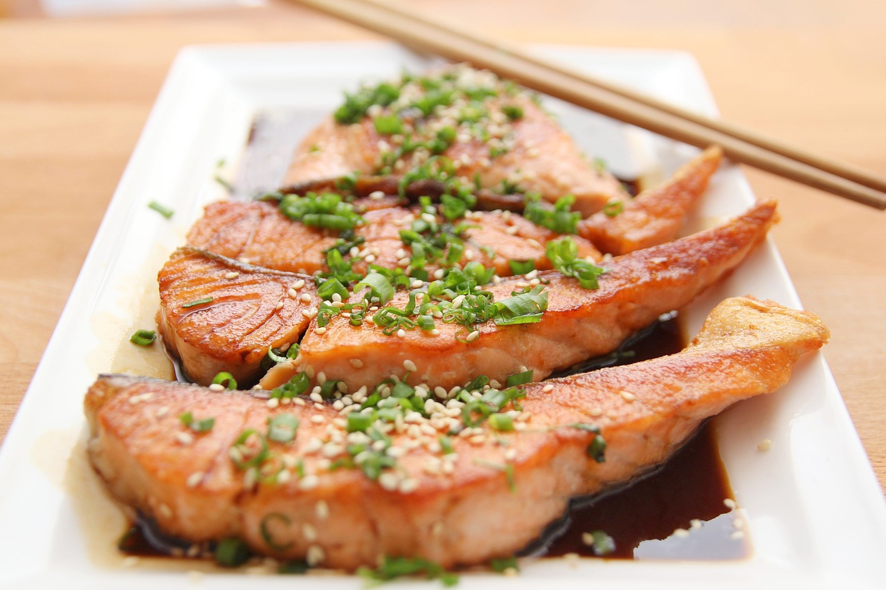 food salmon teriyaki free photo