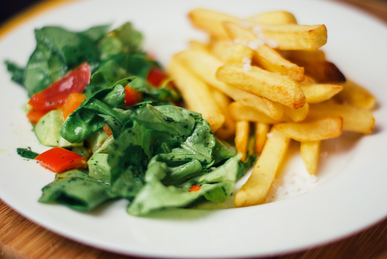 food salad french fries free photo