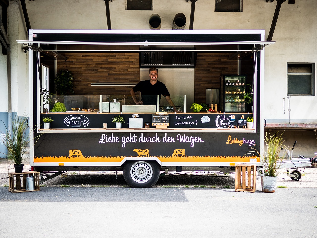 food stand  food car  burgers free photo