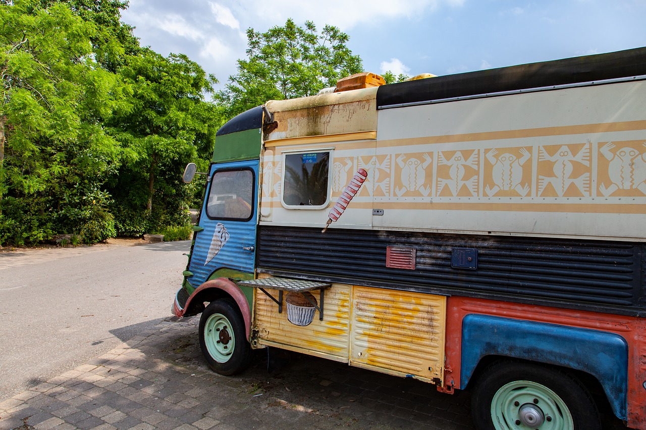food truck  colorful  truck free photo