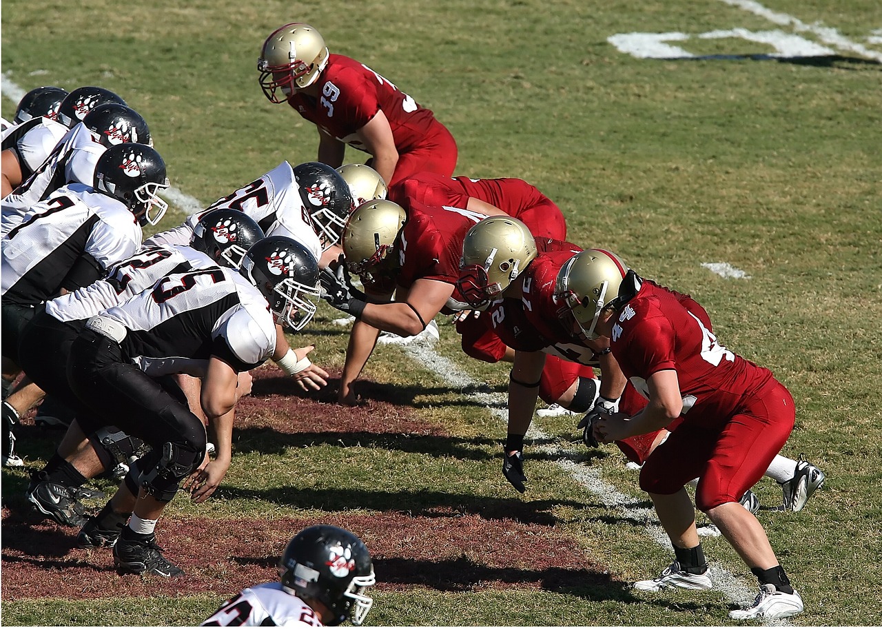 football line of scrimmage linemen free photo