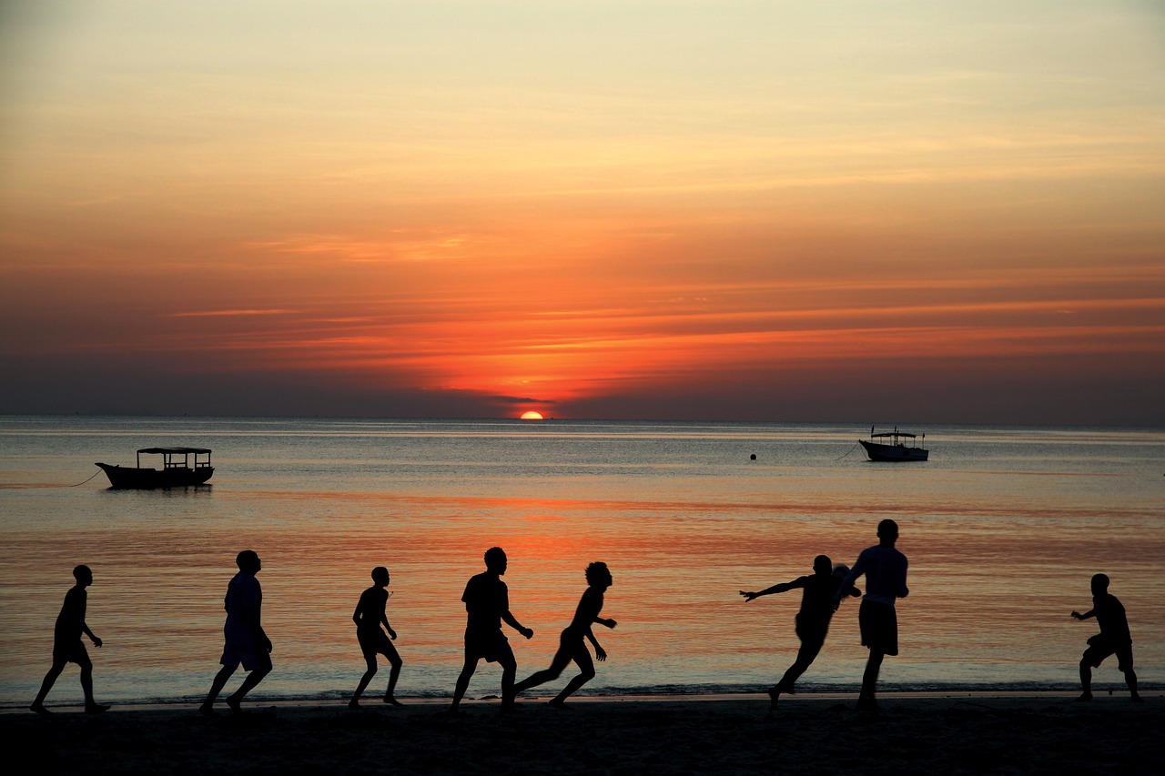 football sunset zanzibar free photo