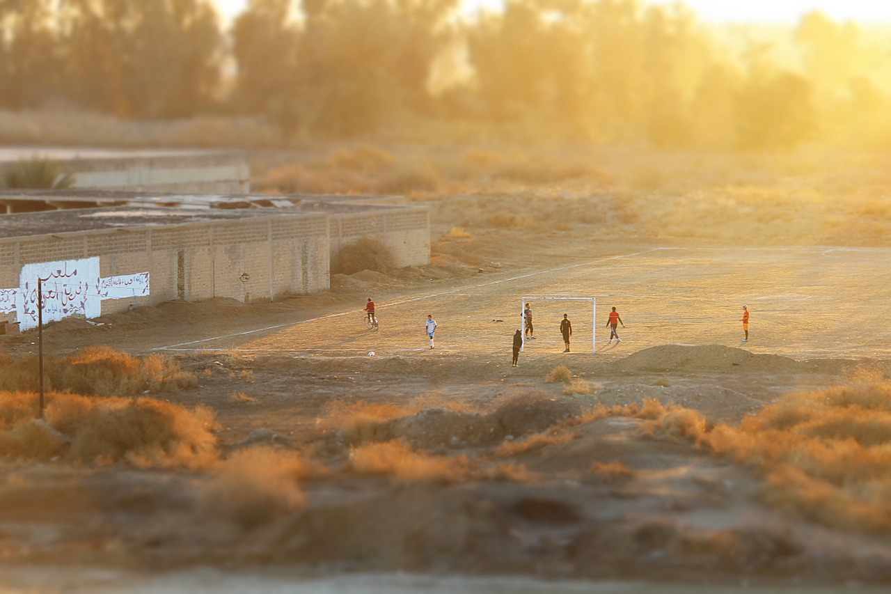 football field sunset free photo