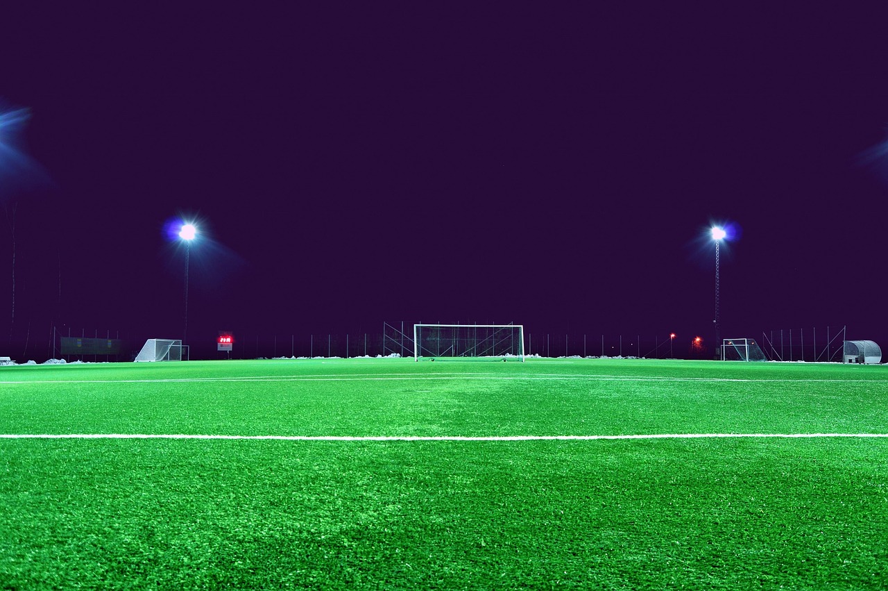 football field lane grass free photo