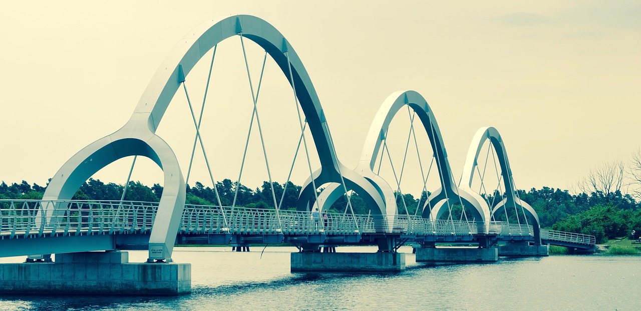footbridge cycle bridge water free photo