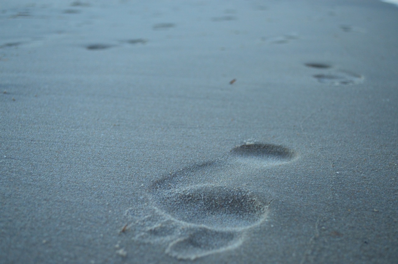 footprint sand beach free photo