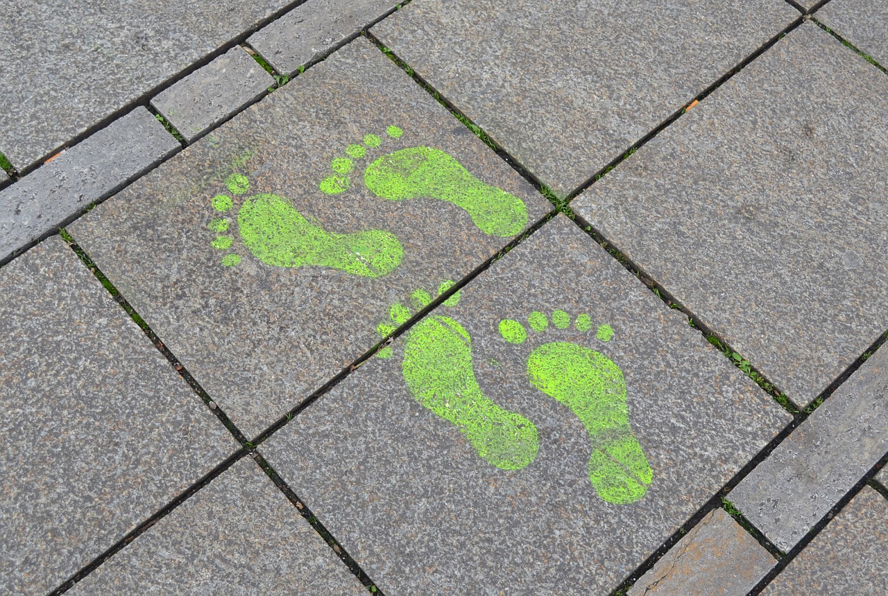 footprint street art sidewalk free photo