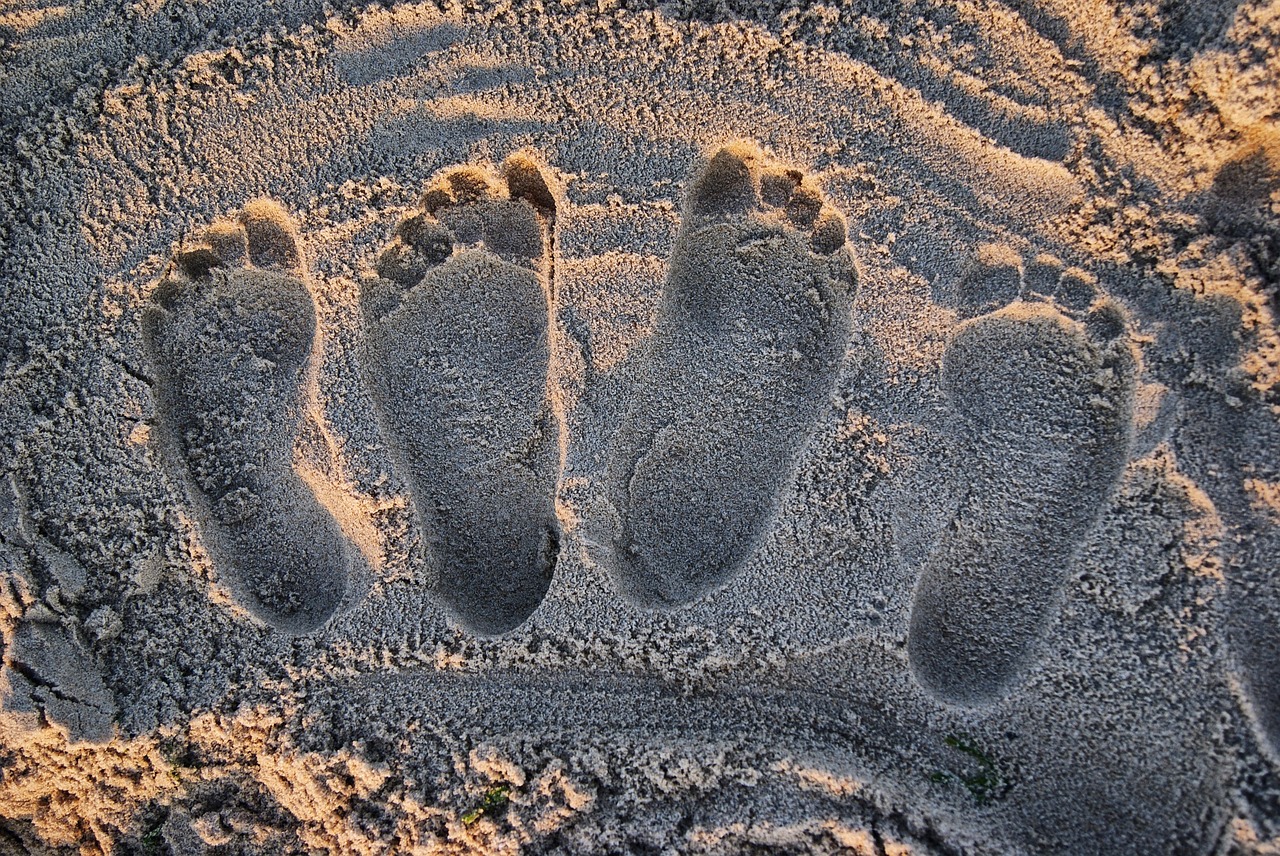 footprints beach light free photo