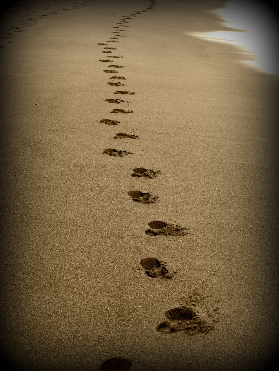 footprints sand beach free photo