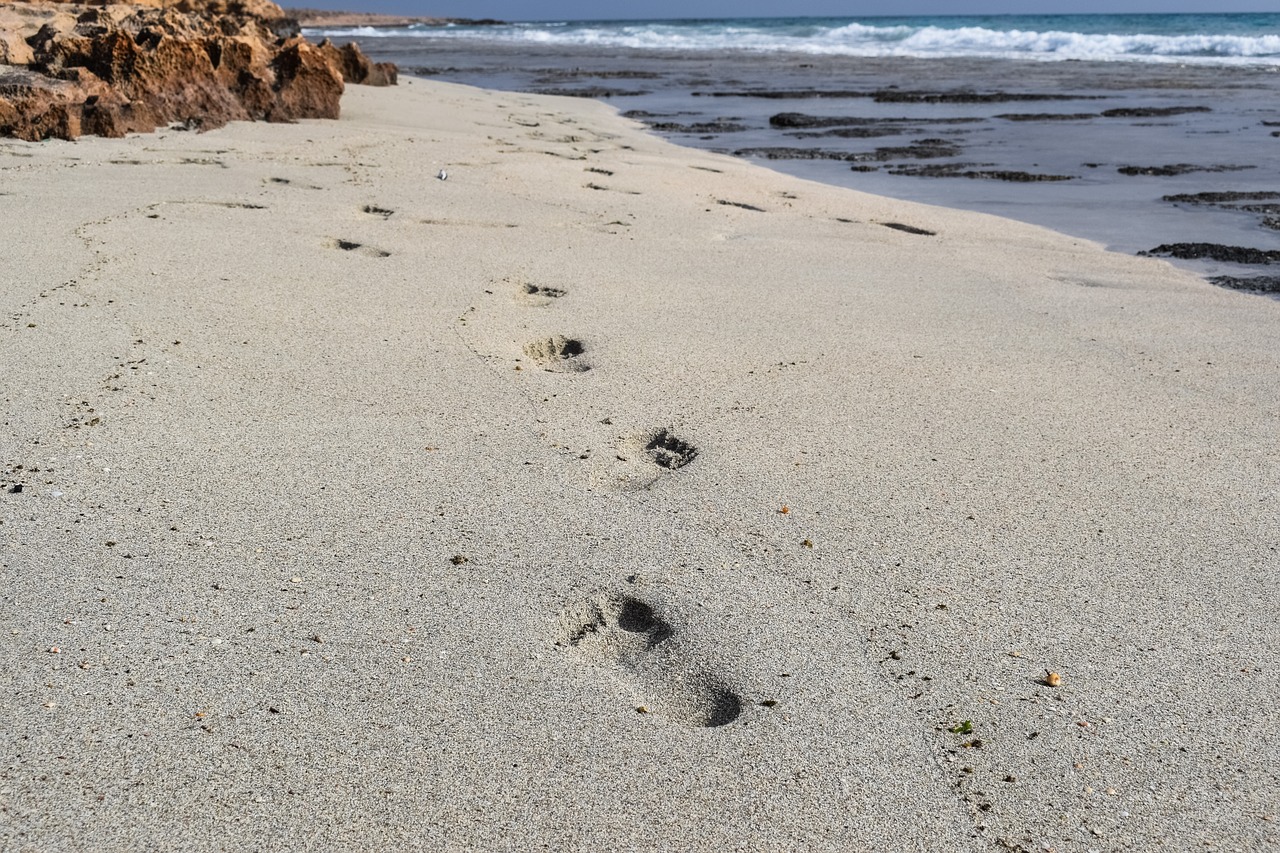 footprints steps sand free photo