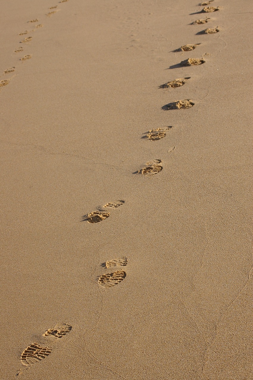 footprints sand beach free photo