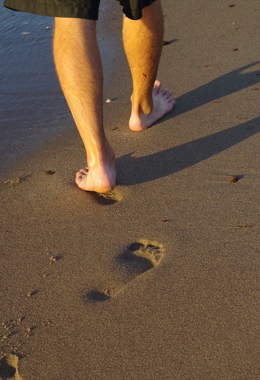 footprints  traces  beach free photo