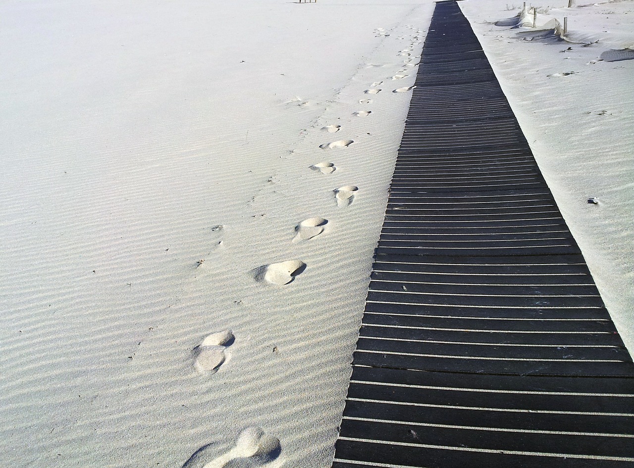 footprints sand path free photo