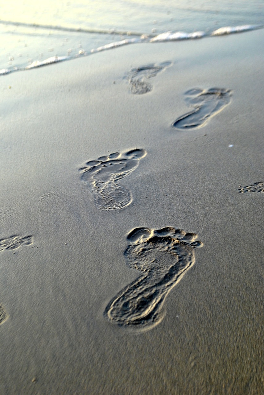 footsteps sand traces free photo