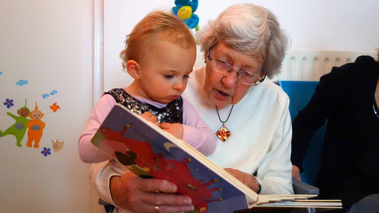 for reading grandmother grandchild free photo