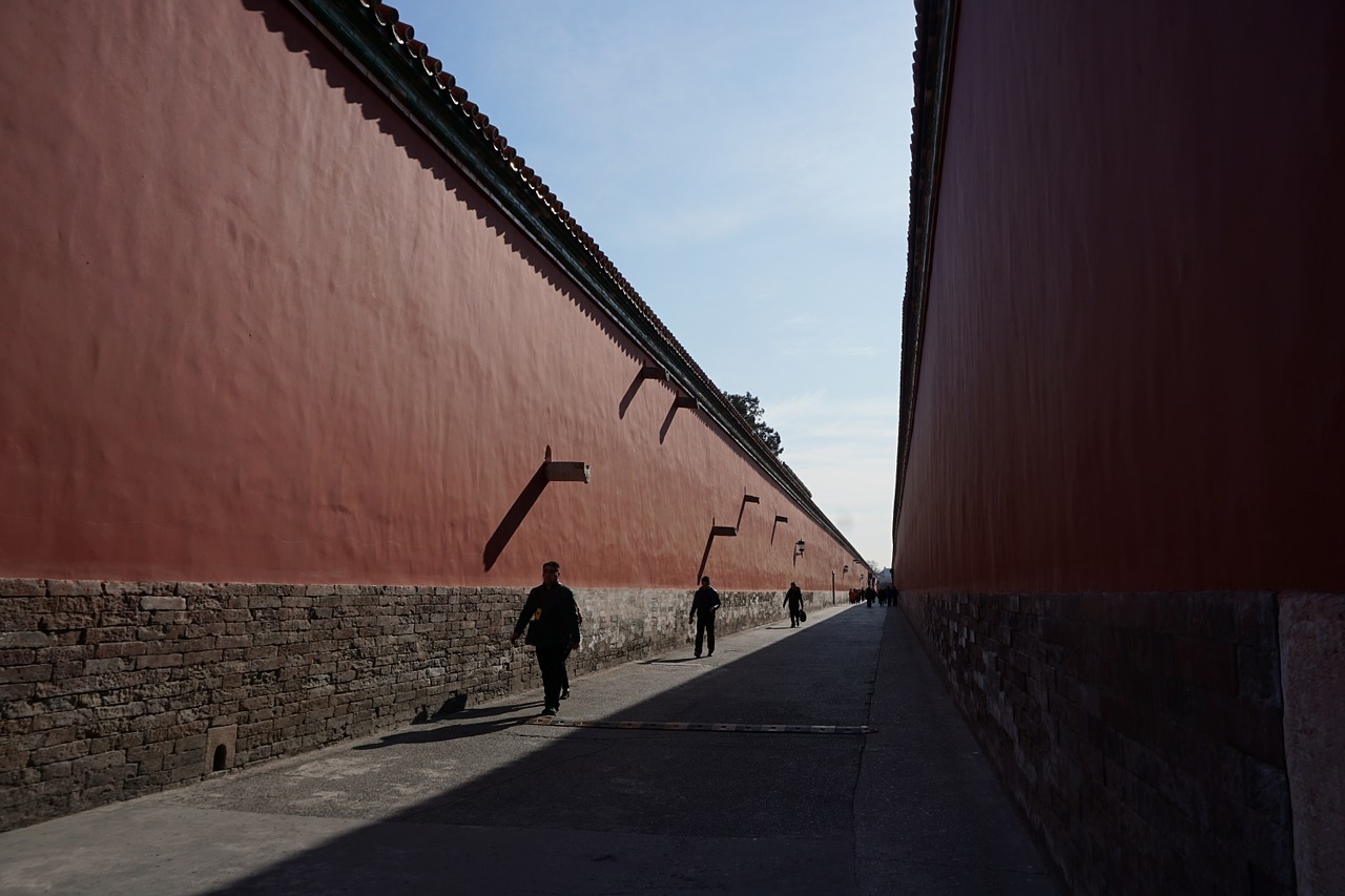 forbidden city corridor perspective free photo