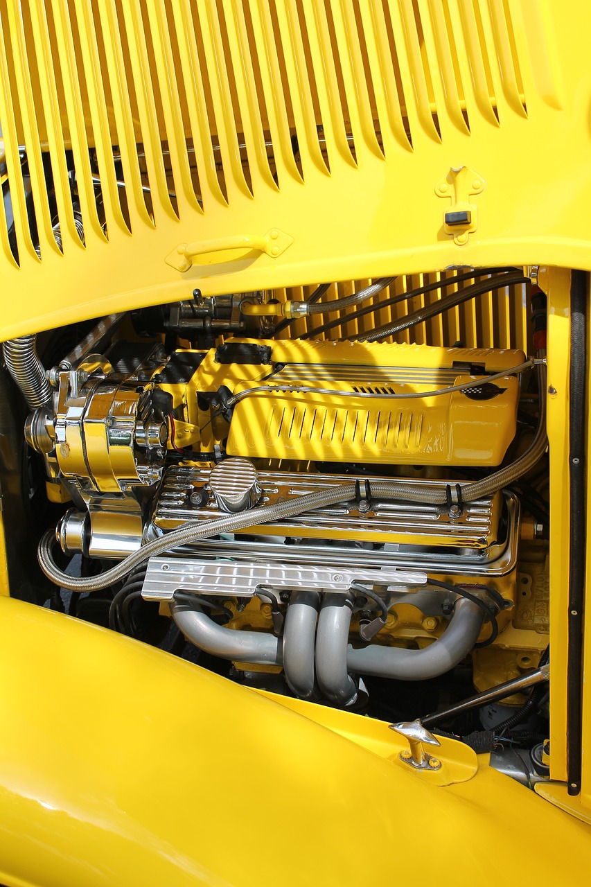 ford motor ford engine yellow free photo