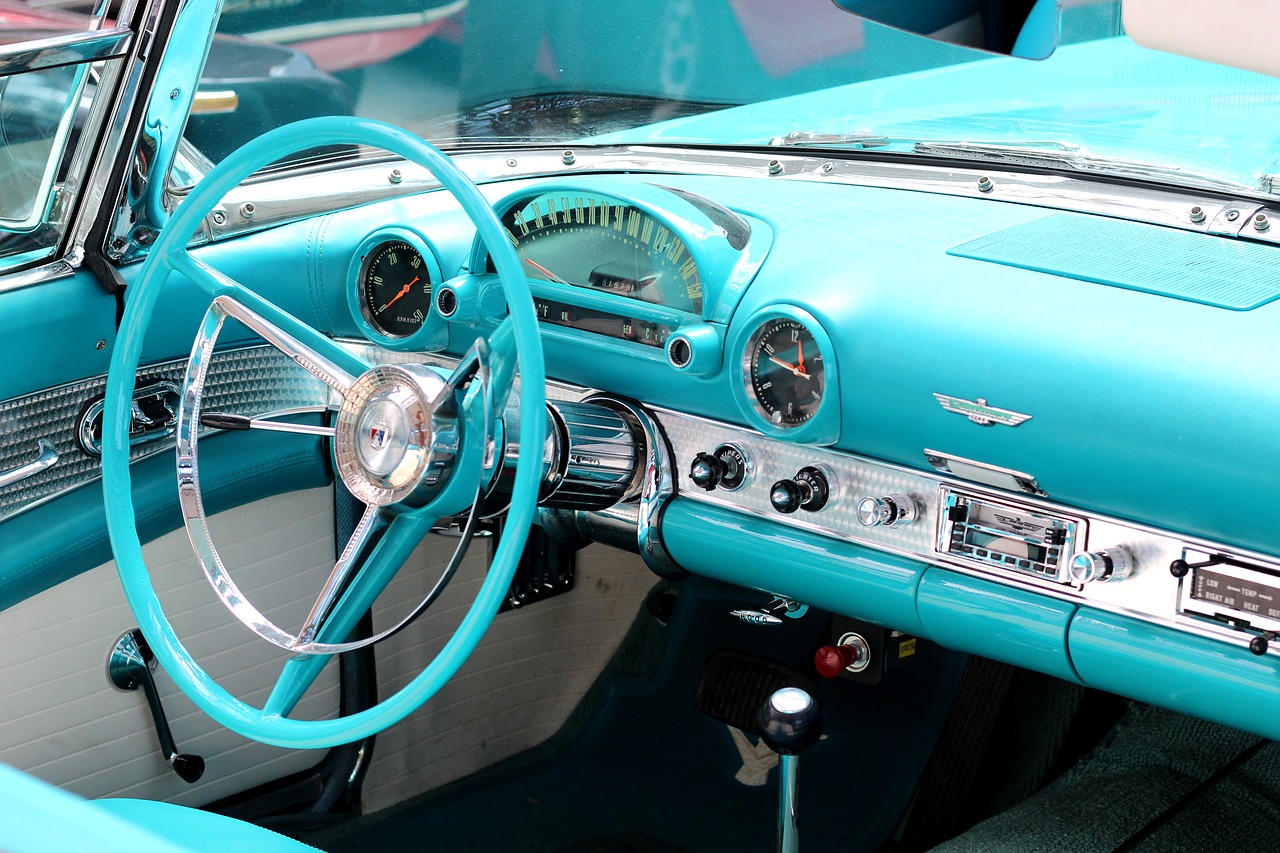 Ford Thunderbird Dashboard Light Blue Classic Car Free Pictures