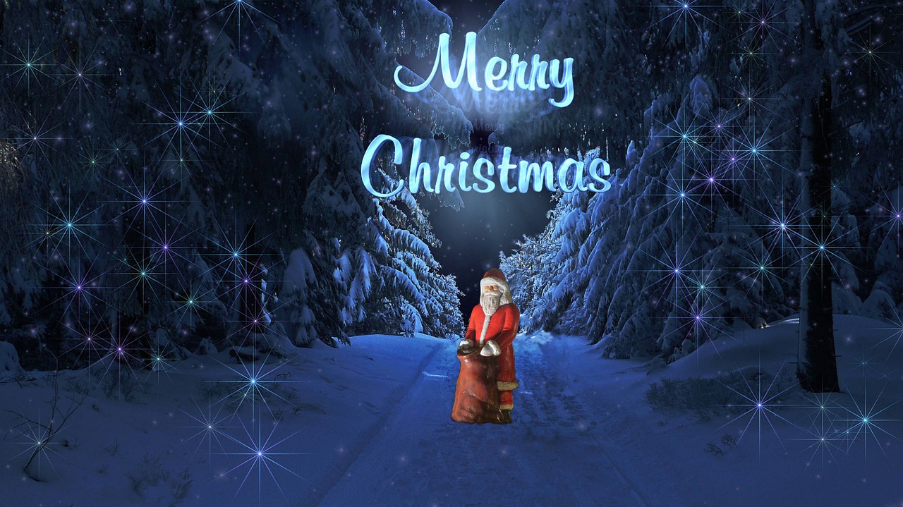 forest santa claus greeting free photo