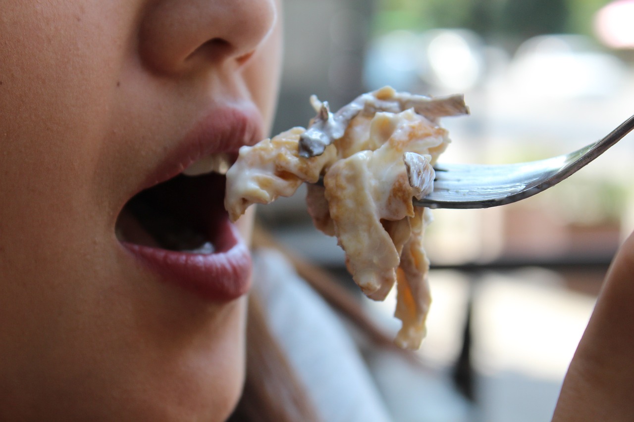 fork woman eating free photo