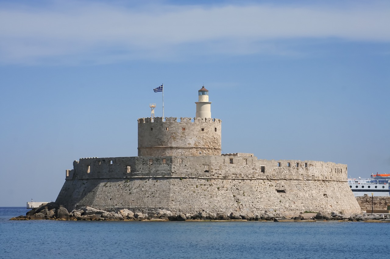 fortress lighthouse flag free photo