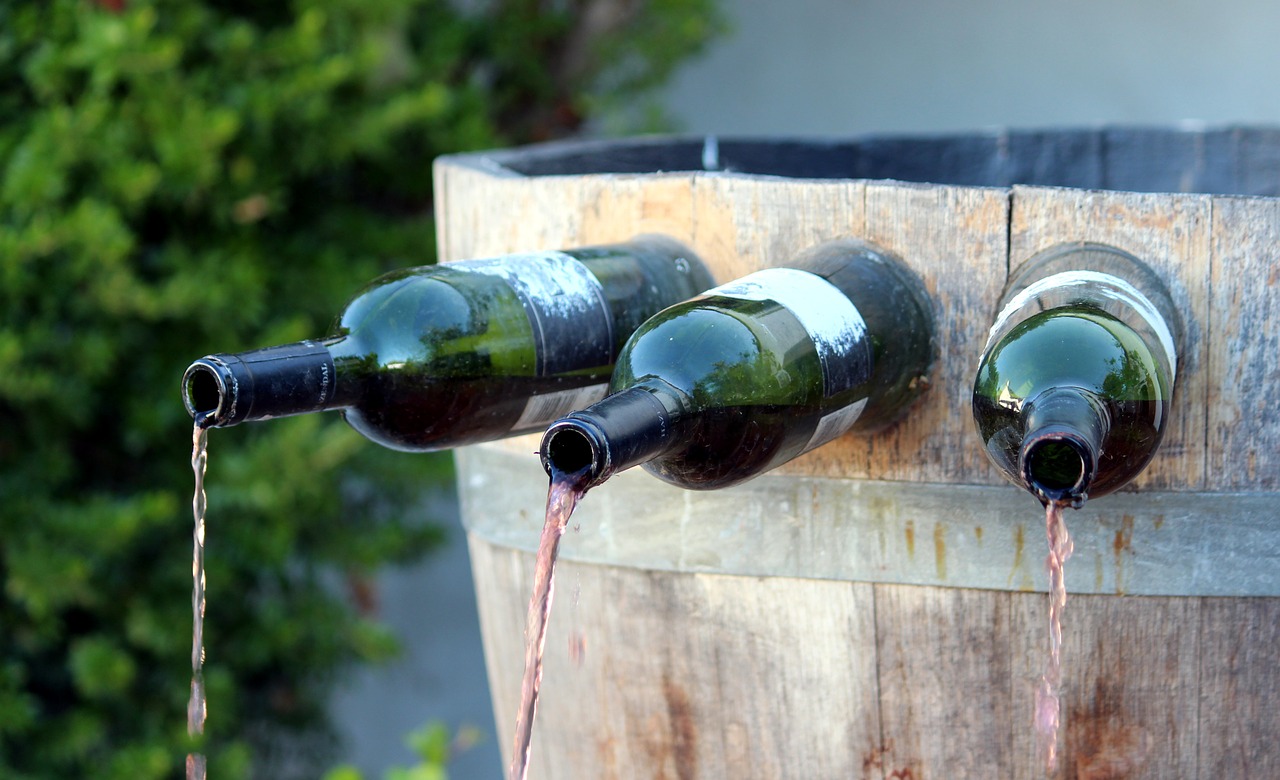fountain wine barrel bottles free photo