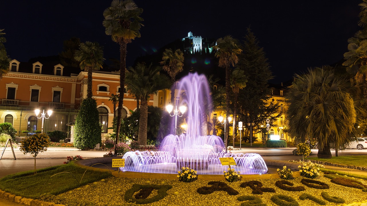 castle fountain night free photo