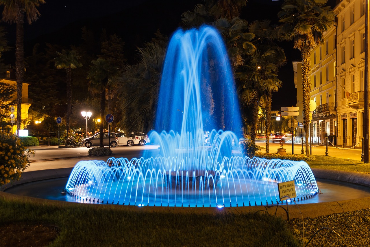 fountain night lighting free photo