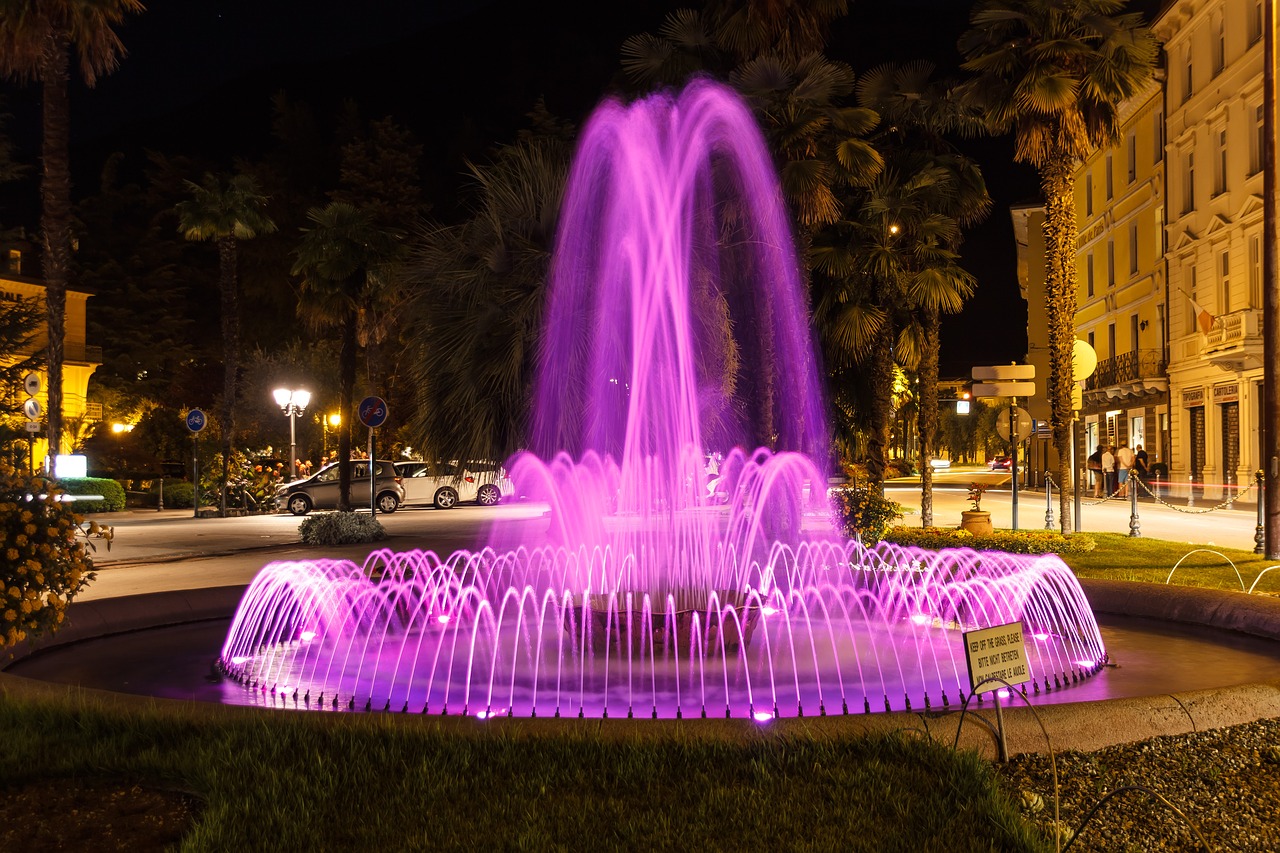 fountain night lighting free photo