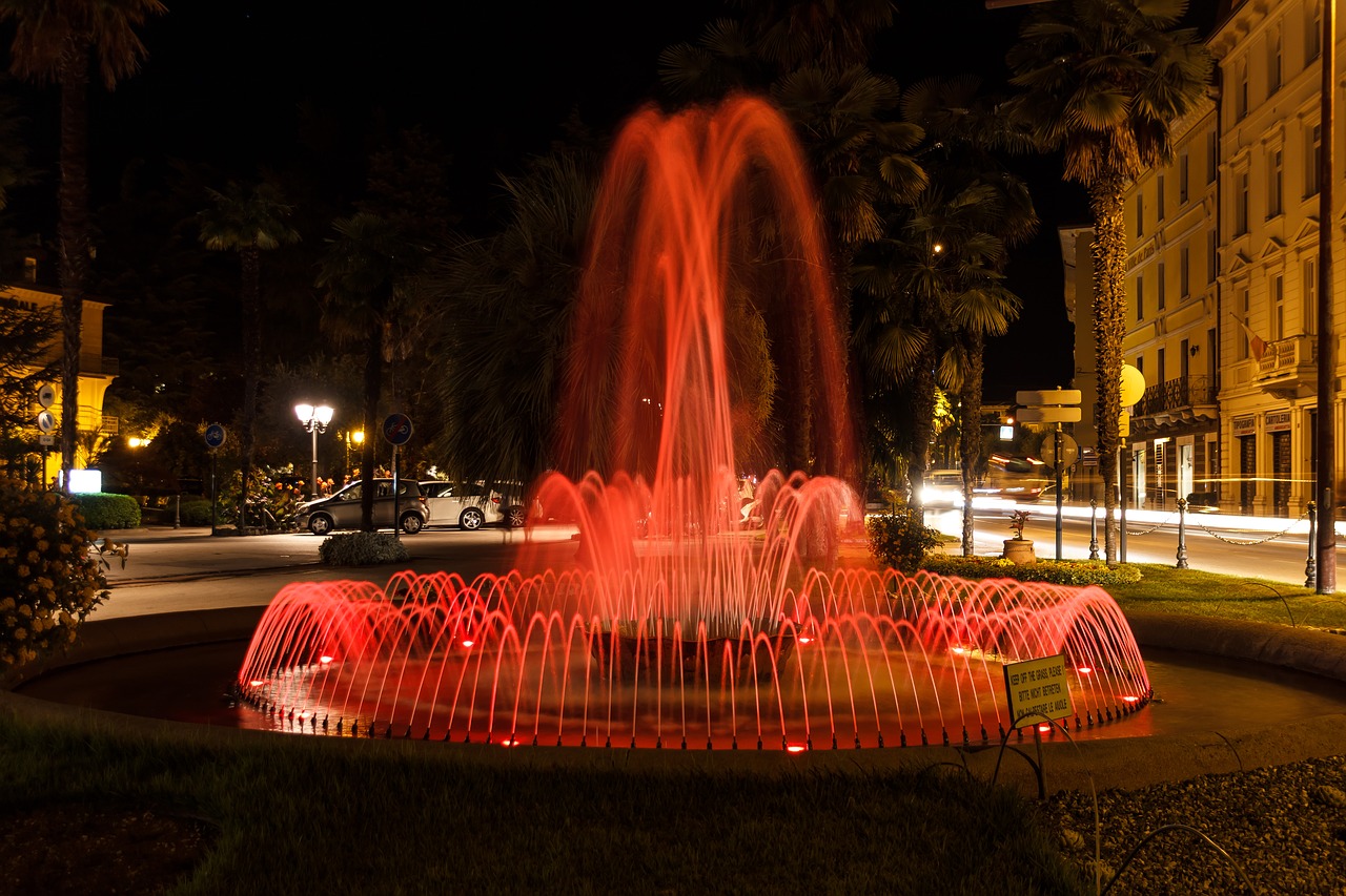 fountain night lighting free photo