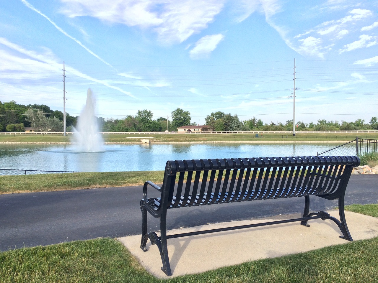 fountain bench landscape free photo