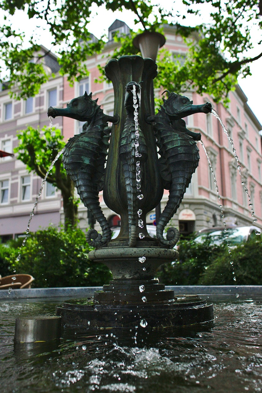 fountain seahorse architecture free photo