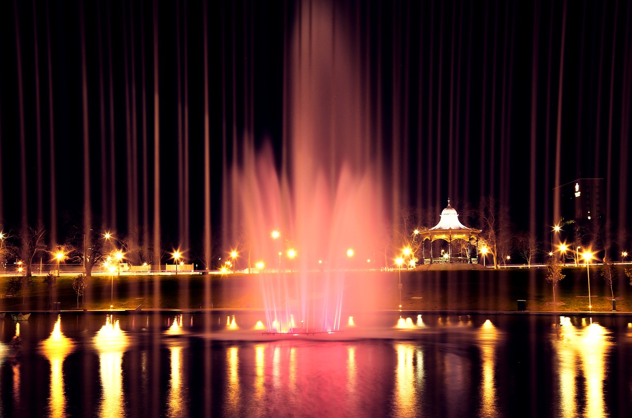 fountain water lights free photo