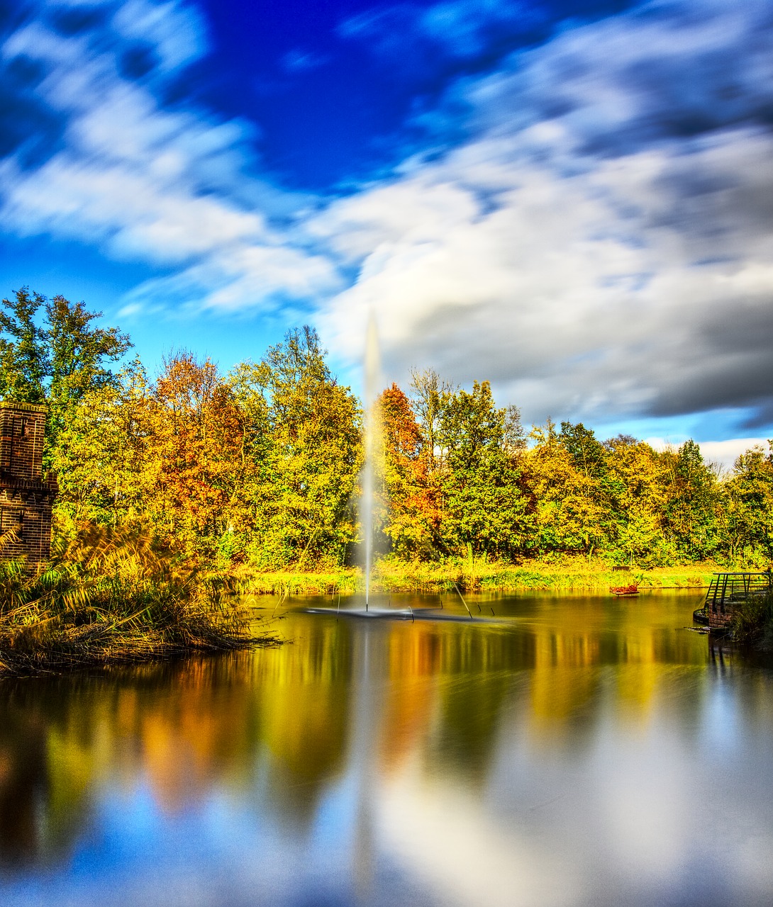 fountain lake pond free photo