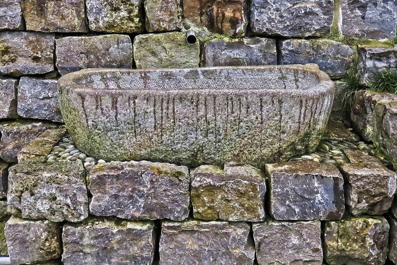 fountain  quarry stone  water basin free photo