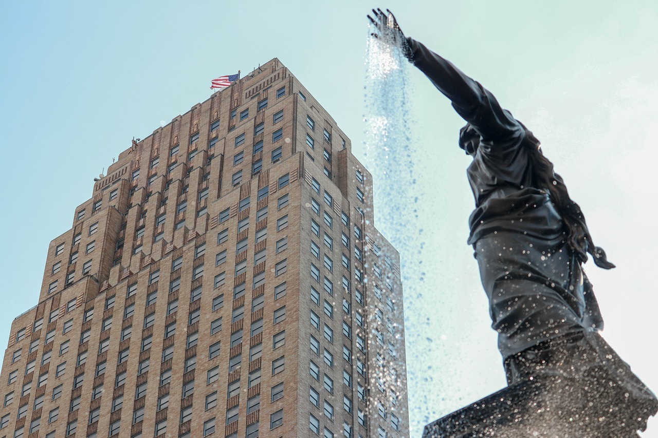 fountain  square  building free photo