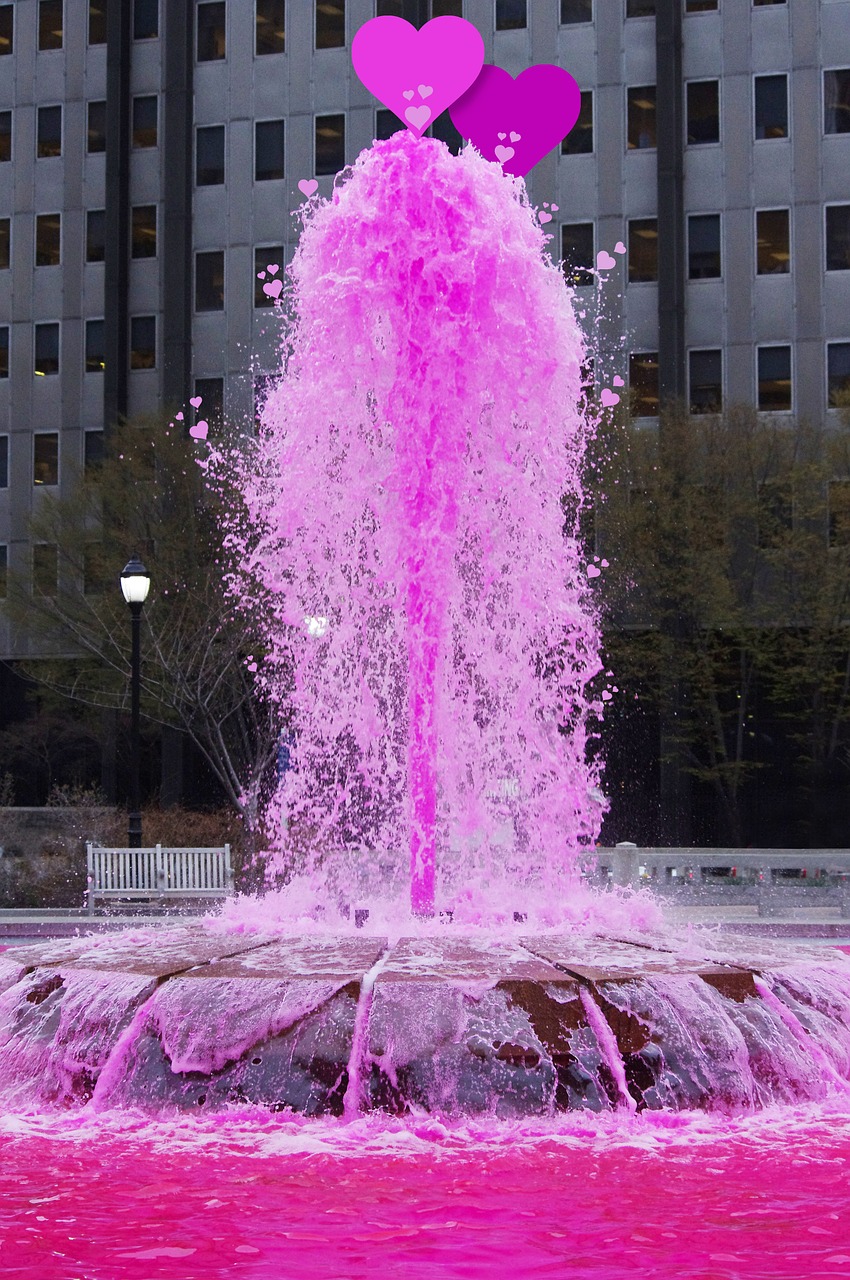 fountain pink heart free photo