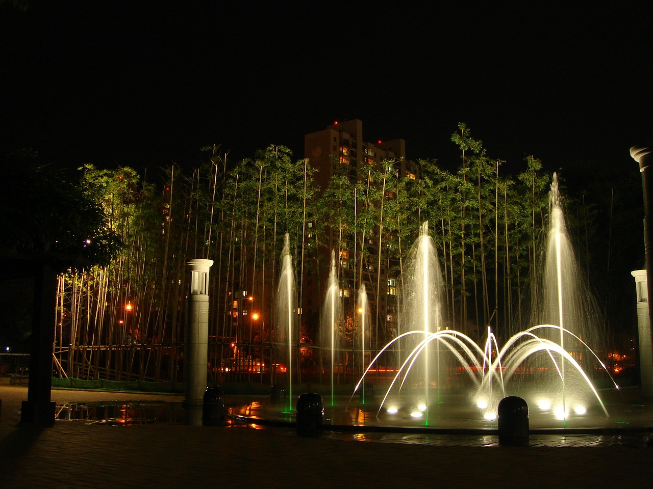 fountain night view park free photo