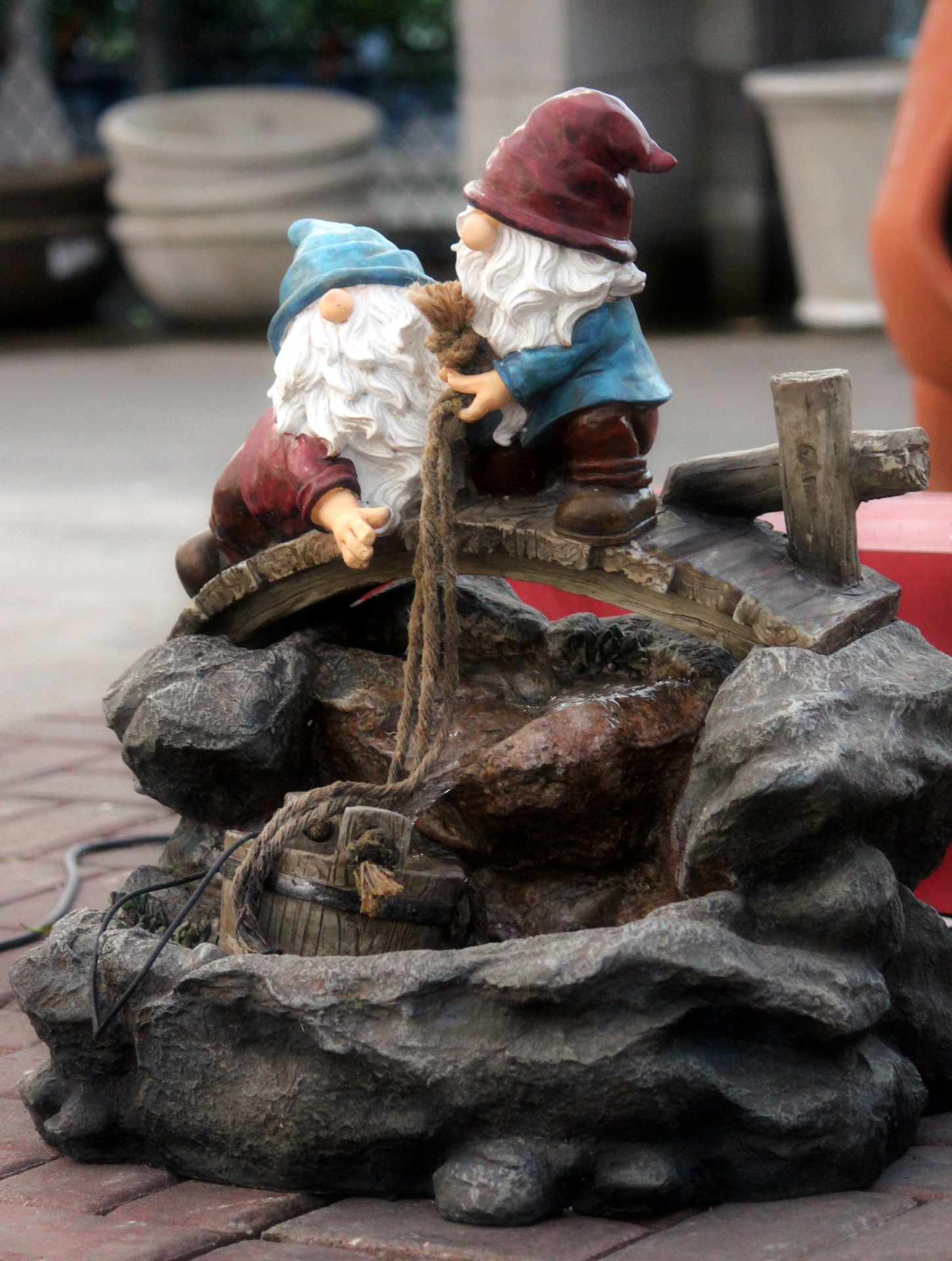 gnomes fountain water free photo