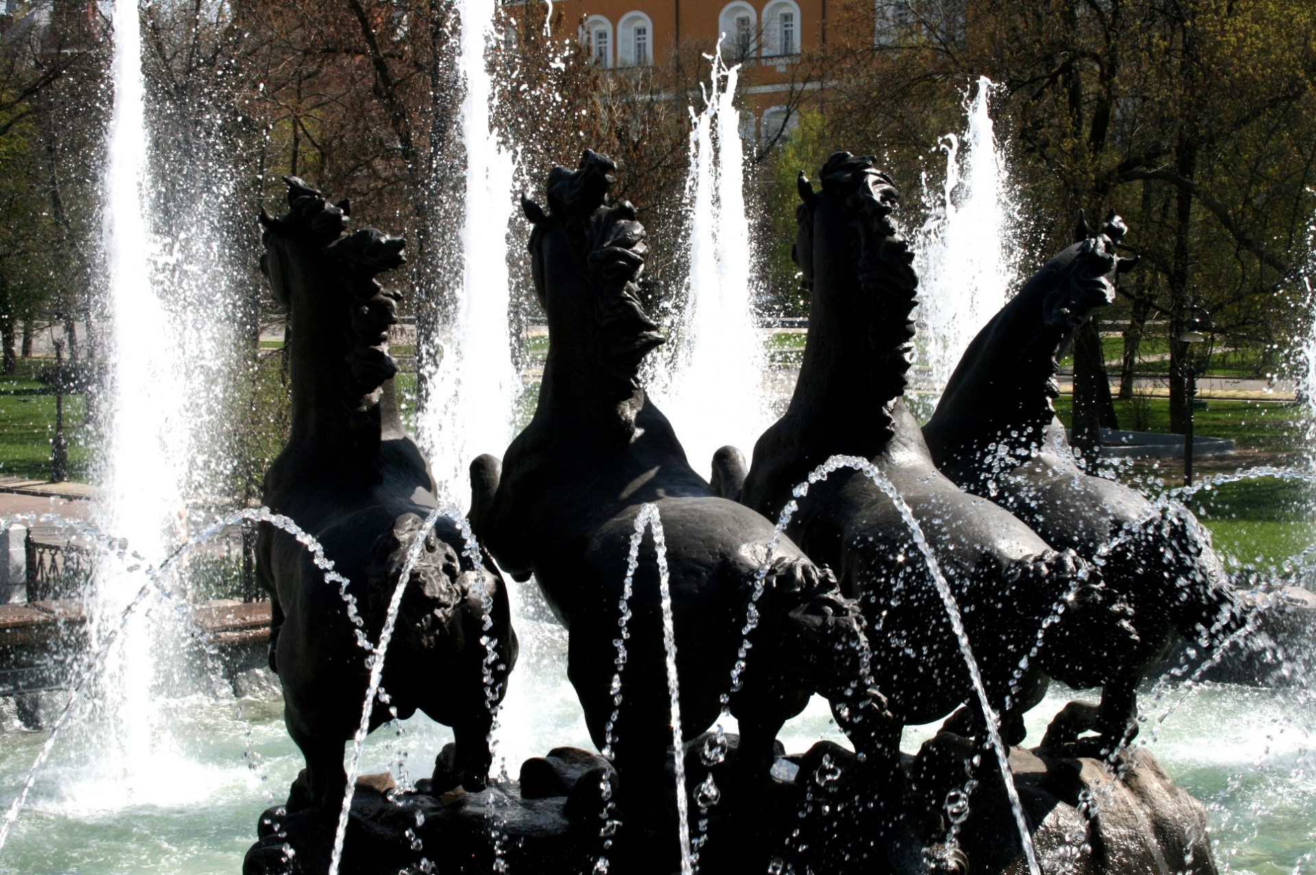 fountain spouting water spray free photo